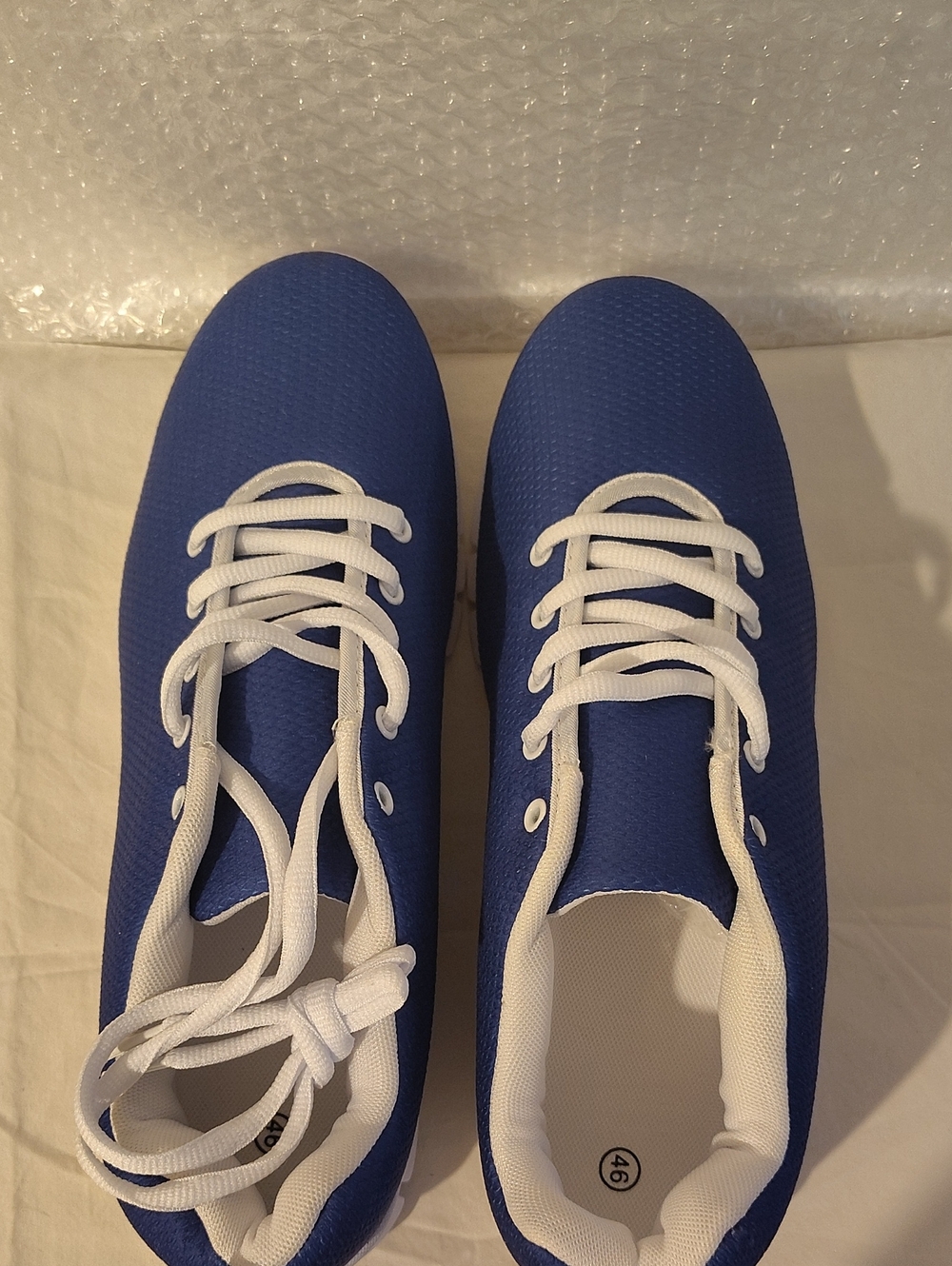 Jeiento Unisex Majestic Blue Plain mesh sneakers with white lace